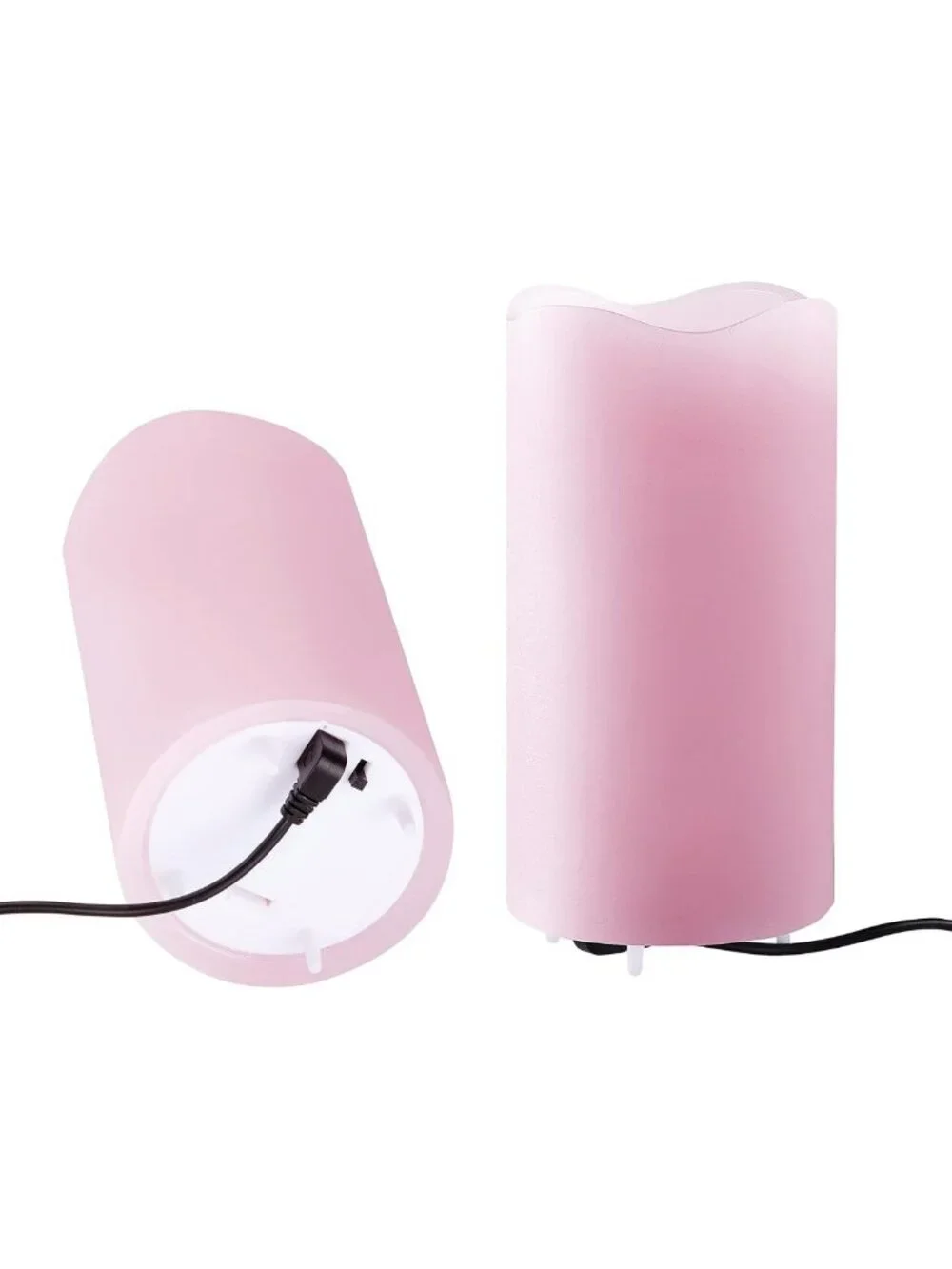 Romantic Flameless Candles with Pink Heart Projector Lights - Battery Operated
